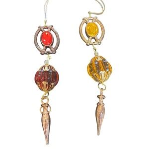 Bohemian Beaded Tassel Ornate Dangling‎ Pendant Charm Red Yellow Gold